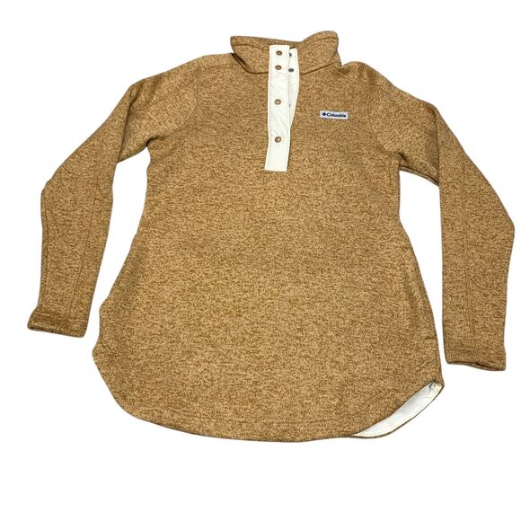 Columbia Women's Small Sweater Weather Fleece Tunic 1/4 Button Camel Brown - Picture 13 of 15